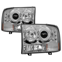 Ford F250 Super Duty 99-04 / Ford Excursion 00-04 1PC Strålkastare Projektor - Version 2 - LED Halo Krom Spyder Auto